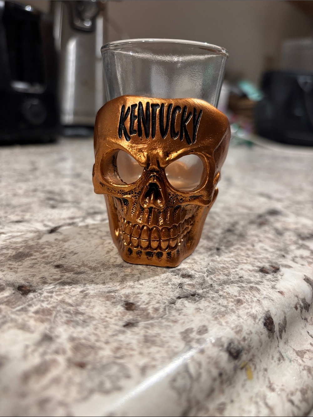 Kentucky Skull Shot Glass in Metallic Copper Finish